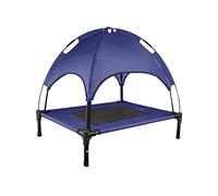iNap Raised Dog Bed - Cooling Elevated Pet Bed with Washable Breathable Fabric - Orthopaedic Steel Frame Design - Choose Colour & Size (Blue Roof, M)