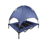 iNap Raised Dog Bed - Cooling Elevated Pet Bed with Washable Breathable Fabric - Orthopaedic Steel Frame Design - Choose Colour & Size (Blue Roof, XL)