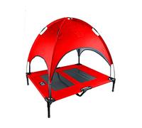 iNap Raised Dog Bed - Cooling Elevated Pet Bed with Washable Breathable Fabric - Orthopaedic Steel Frame Design - Choose Colour & Size (Red Roof, L)