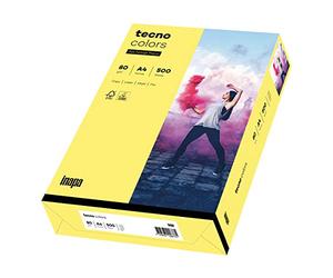 inapa Coloured Printer Paper, Tecno Colours: 80 g/m², A4, 500 Sheets, Medium Yellow