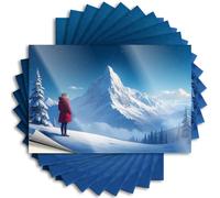 Inappropriate Stickers A Person in A Red Coat Stands On A Snowy Hill, Gazing at A Majestic Mountain Range Stickers 10Pcs Bar Sign for Home Decor Stickers Funny(6X9CM)