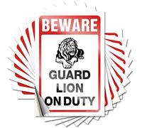 Inappropriate Stickers Beware! Guard Lion On Duty Funny Sticker 10 Pcs Decals for Cars Toolbox Stickers and Decals(12X18CM)