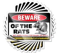 Inappropriate Stickers Beware of Rat Funny Sticker 10 Pcs Bumper Stickers Car Stickers and Decals(6X9CM)