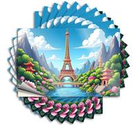 Inappropriate Stickers Colorful Fusion: Eiffel Tower Amidst Asian Gardens Stickers 10Pcs Girl Car Stickers Little Man Cave Sign(8X12CM)