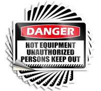 Inappropriate Stickers Danger Hot Equipment Unauthorized Persons Keep Out Stickers 10Pcs Tool Decal Tool Box Stickers(12X18CM)