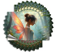 Inappropriate Stickers Enchanted Forest Fairy in Orange Wings Stickers 10Pcs Hardhat Stickers and Decals Funny Car Stickers(6X9CM)