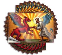 Inappropriate Stickers Saint Michael Defeating The Dragon: A Symbolic Battle of Good Vs. Stickers 10Pcs Girl Car Stickers Little Man Cave Sign(12X18CM)