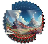 Inappropriate Stickers Steam Train Journey Through A Flower-Filled Landscape Stickers 10Pcs Funny Bumper Sticker Stickers for Your Car(6X9CM)