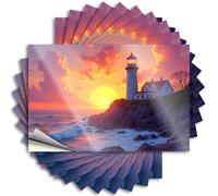 Inappropriate Stickers Sunset at The Lighthouse: A Serene Coastal Scene Stickers 10Pcs Man Cave Decor and Accessories Mechanic Stickers(8X12CM)