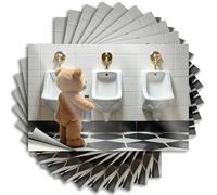 Inappropriate Stickers Teddy Bear at The Urinals Stickers 10Pcs Man Cave Decor and Accessories Mechanic Stickers(6X9CM)