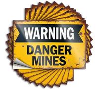 Inappropriate Stickers Warning: Danger Mines Ahead Stickers 10Pcs Man Cave Decor and Accessories Mechanic Stickers(6X9CM)