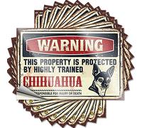 Inappropriate Stickers Warning This Property is Protected By A Highly Trained Chihuahua Funny Sticker 10 Pcs Family Car Stickers Bar Signs for Home Bar Wall(12X18CM)