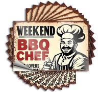 Inappropriate Stickers Weekend BBQ Chef: Meat Lovers Welcome! Stickers 10Pcs Man Cave Decor and Accessories Mechanic Stickers(12X18CM)