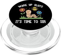 Inappropriate Worm Wake Up Time To Sin Funny Humor Women Men PopSockets PopGrip for MagSafe