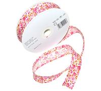 Inastri Pink Floral Pattern 20 Meter Roll Cotton Bias Binding 25/5/5mm (1 Inch) -Col. 2200