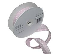 Inastri 20 m x 1-inch Roll Cotton Pink with White Polka Dots Bias Binding