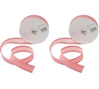 Inastri 25/5/ 5 mm Cotton Bias Binding in Red Striped White 237 (Pack of 2)