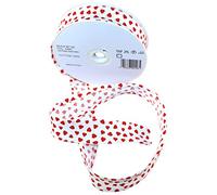 Inastri 25/5/5 mm Cotton Bias Binding 'Love Hearts', Red/White