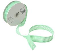 Inastri Trimz Cotton Bias Binding - Green Striped White 235, 25/5/5 mm Double-Fold Binding Tape for Dressmaking, Quilting, Crafts and Edging
