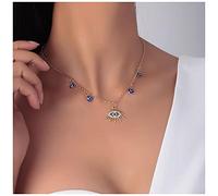 Inateannal Boho Crystal Evil Eye Choker Necklace Blue Evil Eye Necklace Gold Rhinestone Eye Pendant Necklace Devil Eye Collar Necklace Jewelry for Women and Girls
