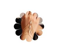 Inateannal Boho Finger Ring Bracelet Gold Slave Ring Wrist Bracelet Layered Small Bead Hand Chain Wedding Tassel Hand Chain Jewelry for Women