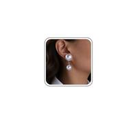 Inateannal Boho Large Round Pearl Earrings Double Pearl Drop Dangle Earrings Big White Half Pearls Earrings Simulated Pearls Bridal Earring Jewelry for Women