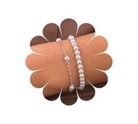 Inateannal Boho Layered Pearl Bracelet Silver Freshwater Pearl Bracelet Pearl Bead Chain Bracelet Pearl Stretch Bracelets Pearl Satellite Hand Chain Minimalist Peral Beaded Bracelet