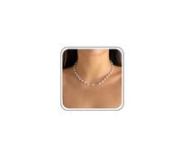 Inateannal Boho Pearl Cross Choker Necklace Silver Pearl Choker Necklace Pearl Satellite Chain Necklace Vintage Cross Pendant Necklace White Short Pearl Necklace Jewelry for Women