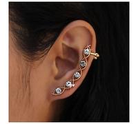 Inateannal Boho Rhinestone Evil Eye Ear Cuff Earrings Crystal Eye Cuff Ear Clips Earrings Cz Crystal Ear Climber Cuff Earrings Gold Geometry Cuff Wrap Earrings Jewelry for Women and Girls