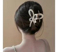 Inateannal Butterfly Claw Clips Large Hair Claw Clips for Women Plastic Hair Claws Clip Big Claw Clips for Thick Hair Matte Nonslip Strong Hold Hair Clips White Acrylic Butterfly Hair Clips