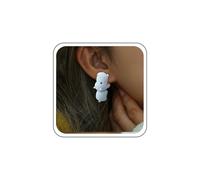 Inateannal Cute Cartoon Animal Earrings Animal Hippo Bite Earrings Cartoon Biting Ears Stud Earring Funny 3D Clay Handmade Polymer Earring for Women(Blue)