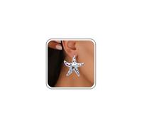 Inateannal Exaggerate Big Starfish Earrings Gold Starfish Dangle Earrings Summer Beach Ocean Star Earring Colorful Crystal Star Earring Jewelry for Women, Una dimensione, Zinc, No Gemstone