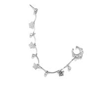 Inateannal Fake Nose Ring Chain Butterfly Dangle Nose Hoop Ring with Chain Indian Non Piercing Rhinestone Nose to Ear Chain Women's Faux Body Nose Ring Indian Jewelry for Women Girls, Silver