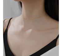 Inateannal Gold Bead Chain Choker Tiny Short Satellite Chain Necklace Minimalist Clavicle Necklace Jewelry for Women Teen Girls
