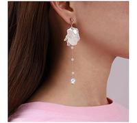 Inateannal Gold Pearl Flower Drop Earrings - Boho/Vintage Style - Dangle, Drop Design - White Pearl - 1 Count
