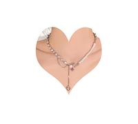 Inateannal Heart Pendant Y Necklace Faux Pearl Chain Tennis Necklace Choker Dainty Pink Crystal Imitation Pearl Lariat Necklace Diamond Chain Y-shaped Statement Necklace Jewelry Gift for Women Girls
