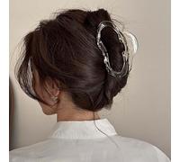 Inateannal Large Claw Hair Clip Geometric Large Hair Claw White Plastic Hair Claw Barrettes Strong Hold Claw Clips Oversized Acrylic Claw Clips Thick Hair Barrette Headpiece