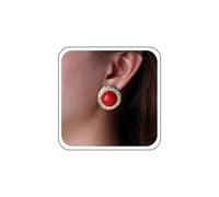 Inateannal Large Round Pearl Earrings Gold Chunky Pearl Studs Big Disc Coin Earrings Statement Geometric Pearls Earring Palace Jewelry for Women