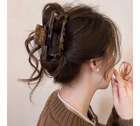 Inateannal Large Square Tortoise Hair Claw Clips - Brown Matte, Strong Hold for Thick Hair, Nonslip Leopard Plastic Accessories