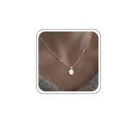 Inateannal Oval Crystal Necklace With Pendant Blue Sapphire Chain Necklace Oval Necklaces Sapphire Crystal Necklaces Wedding Jewelry For Women, Una dimensione, Zinc, No Gemstone