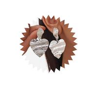 Inateannal Punk Big Heart Drop Earrings Silver Textured Heart Earrings Large Metal Heart Dangle Earrings Irregular Square Stud Earrings Hammered Heart Statement Earrings Jewelry for Women and Girls