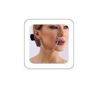 Inateannal Punk Fake Nose Ring Chain Silver Crystal Dangle Nose Hoop Ring with Chain Non Piercing Cuff Nose to Ear Chain Faux Rhinestone Nose Ring Indian Jewelry for Women Girls