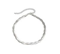 Inateannal Punk Herringbone Necklace for Women Silver Twist Snake Chain Choker Necklace Double Layer Flat Chain Chunky Necklaces Hip Hop Jewelry