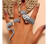 Inateannal Punk Snake Rings Set for Women Men Stackable Knuckle Matching Rings Silver Serpent Index Finger Rings Halloween Cosplay Accessories