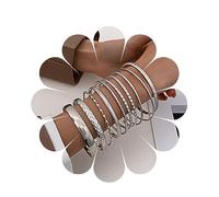 Inateannal Silver Bangle Bracelets Set for Women Multi Stackable Wide Bangle Collection Indian Bollywood Chunky Bangle Bracelets Layered Metal Textured Bracelets Wedding Bridal Jewelry (10Pcs)