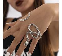Inateannal Snake Hand Bracelet Silver Serpent Palm Cuff Bangle Vintage Open Bangle Adjustable Wrap Bracelet Costume Jewelry for Women Girls