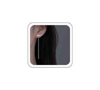 Inateannal Star Threader Chain Earrings Crystal Star Ear Climber Earrings Long Threader Chain Drop Earrings Gold Bar Threader Dangle Earrings Jewelry for Women and Girls, Silver