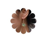Inateannal Sunburst Dangle Earrings Green Moonstone Sun Drop Earrings Sunburst Opal Earring Gold Sunshine Sun Stud Drop Jewelry for Women