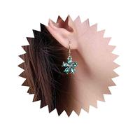 Inateannal Vintage Emerald Flower Drop Earrings Green Crystal Flower Earrings Cz Flower Dangle Earrings Gold Huggie Hoop Earrings Jewelry for Women and Girls