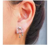 Inateannal Vintage Frog Ear Jacket Earring Silver Frog Dangle Earrings Frogs Shaped Jacket Earrings Tiny Cute Animal Stud Earrings Jewelry for Women and Girls Gifts